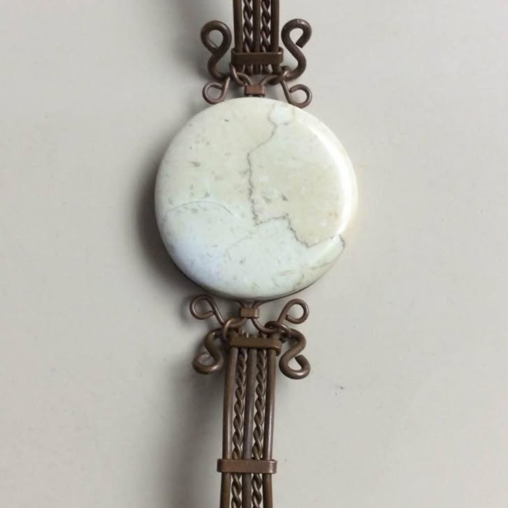 Vintage Howlite Copper Wire Wrapped Women's Bracelet